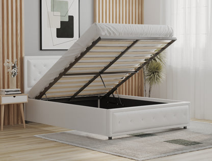 Aydan White Faux Leather Gas Lift Bed Frame