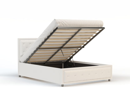 Aydan White Faux Leather Gas Lift Bed Frame