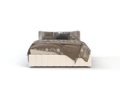 Cassandra White Boucle Ensemble Gas Lift Bed Frame