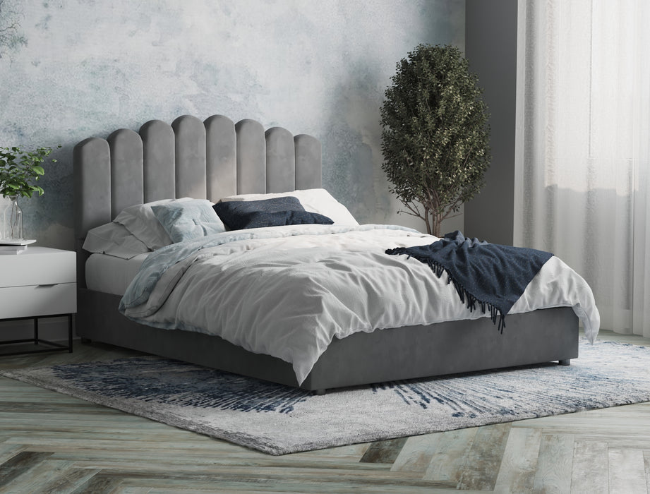 Louis Grey Gas Lift Velvet Bed Frame