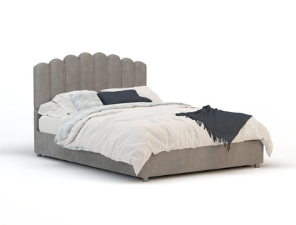 Louis Grey Gas Lift Velvet Bed Frame