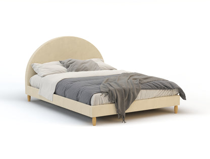 Raymond Round Beige Fabric Bed Frame