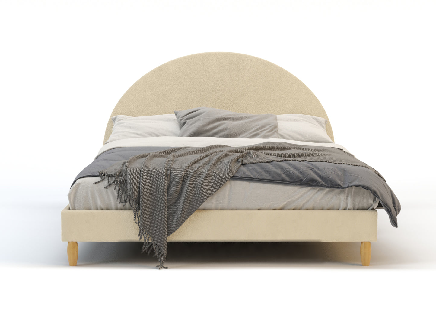 Raymond Round Beige Fabric Bed Frame