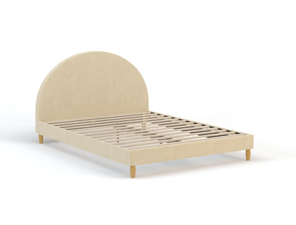 Raymond Round Beige Fabric Bed Frame