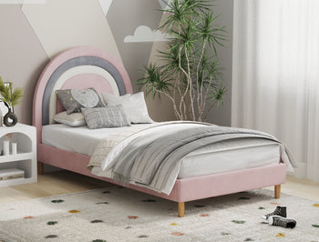 Charlotte Pink Rainbow Velvet Bed Frame