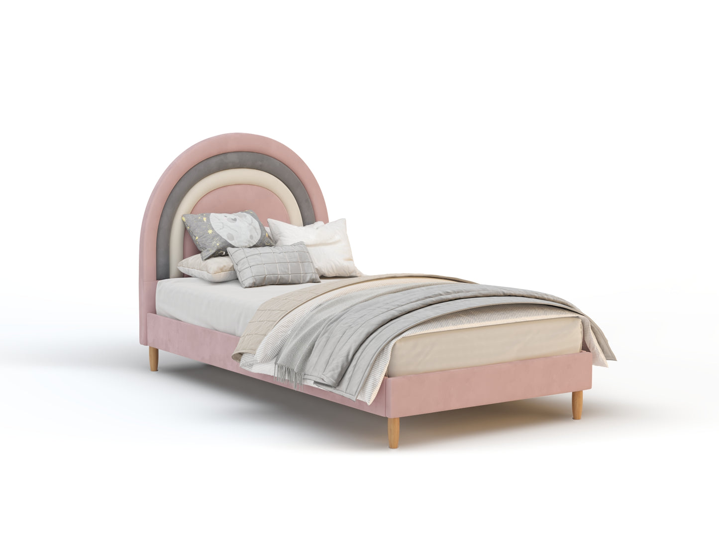 Charlotte Pink Rainbow Velvet Bed Frame