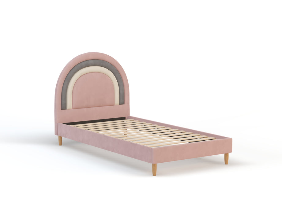 Charlotte Pink Rainbow Velvet Bed Frame