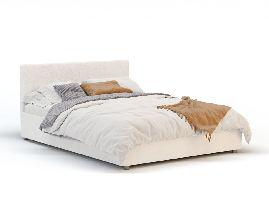 Harmony White Boucle Gas Lift Bed Frame