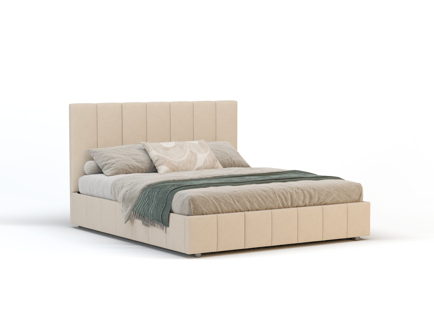 Elsie Beige Fabric Gas Lift Bed Frame