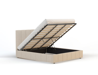 Elsie Beige Fabric Gas Lift Bed Frame