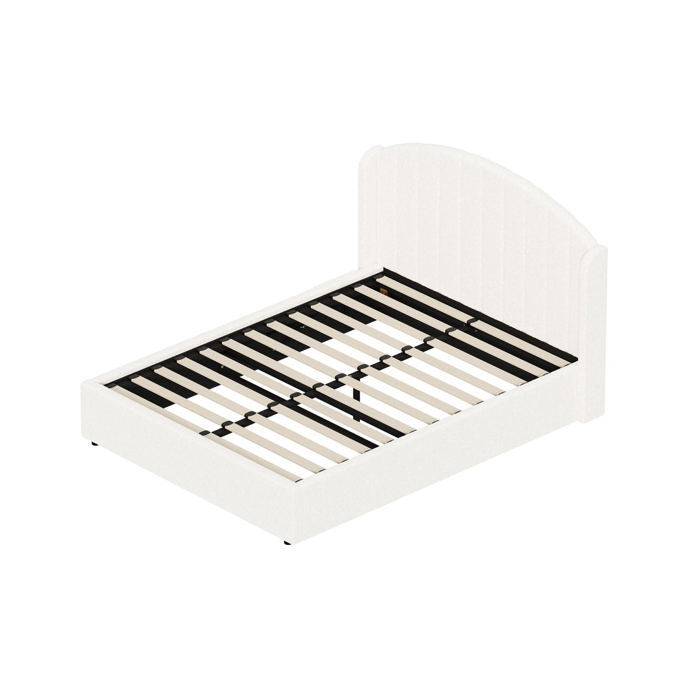 Aureline White Boucle USB Gas Lift Bed Frame