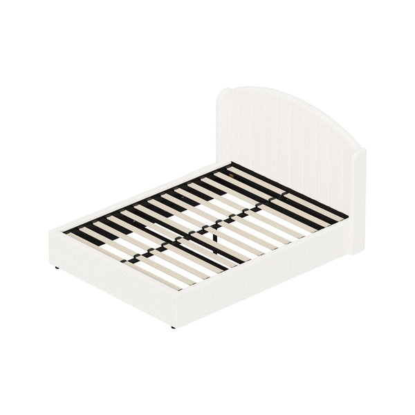 Aureline White Boucle USB Gas Lift Bed Frame