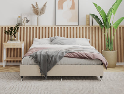 Philipo Beige Fabric Ensemble Bed Frame