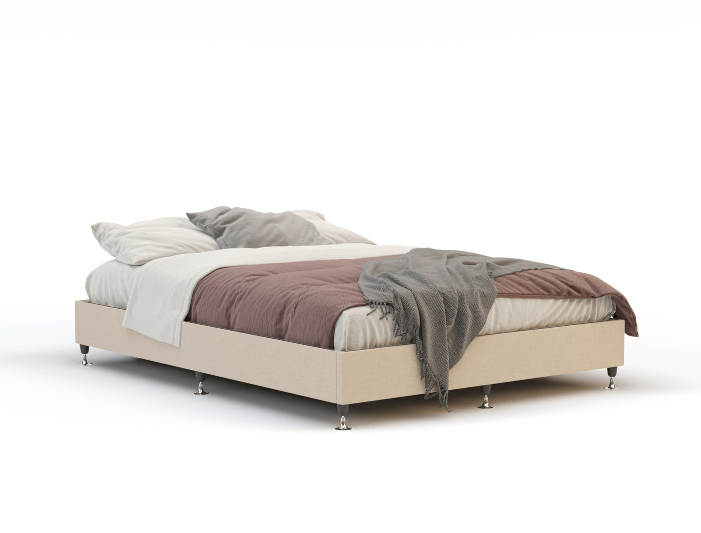 Philipo Beige Fabric Ensemble Bed Frame