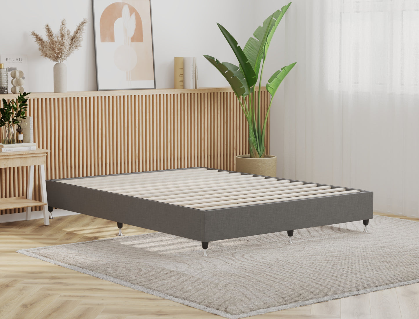 Philipo Grey Fabric Ensemble Bed Frame