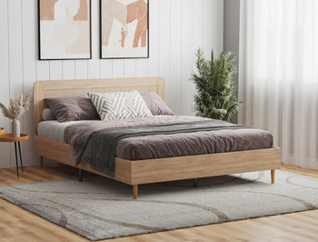 Venus Wooden Rattan Natural Bed Frame