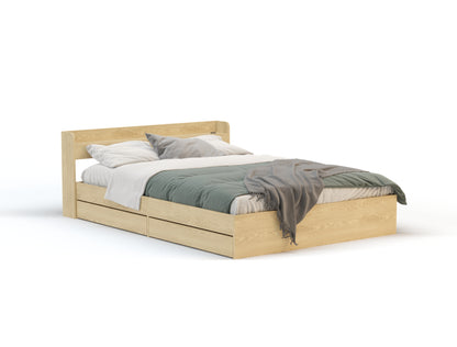 Ellisha Wooden Natural 2 x Drawer and USB Bed Frame