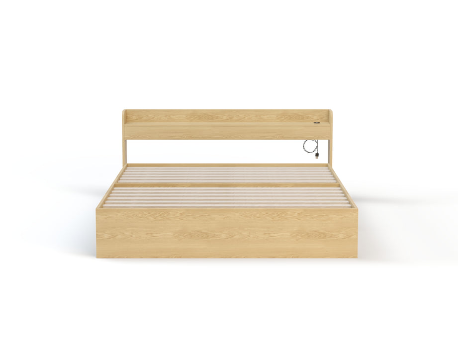 Ellisha Wooden Natural 2 x Drawer and USB Bed Frame