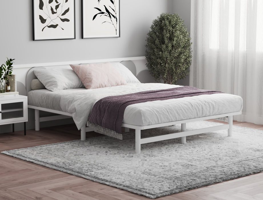 Cayon White Wooden Platform Bed Frame