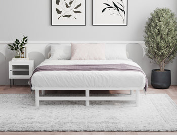 Cayon White Wooden Platform Bed Frame