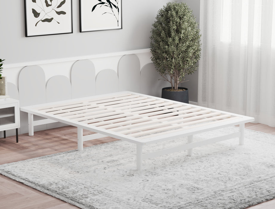 Cayon White Wooden Platform Bed Frame