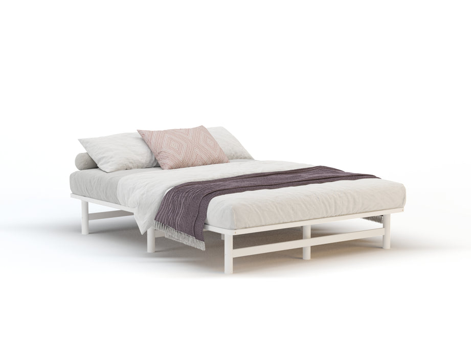 Cayon White Wooden Platform Bed Frame