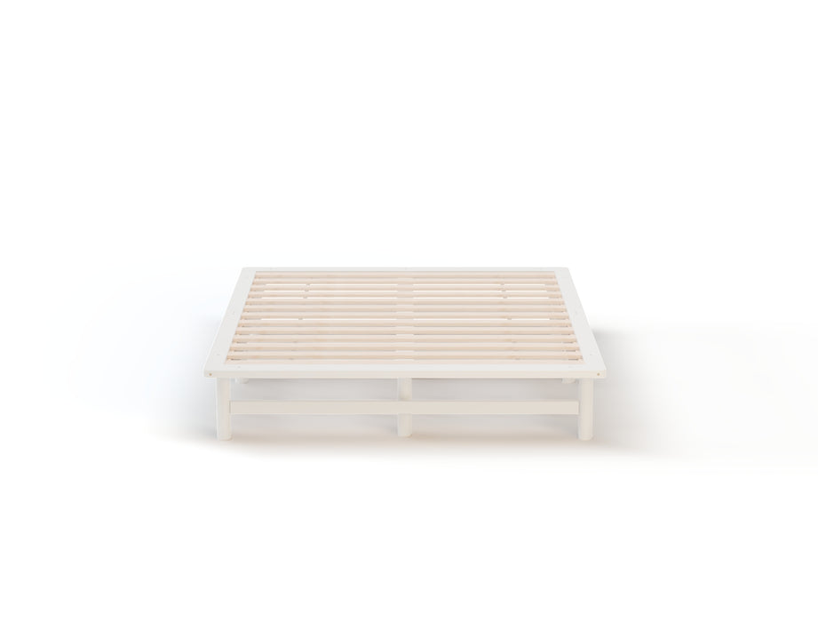 Cayon White Wooden Platform Bed Frame