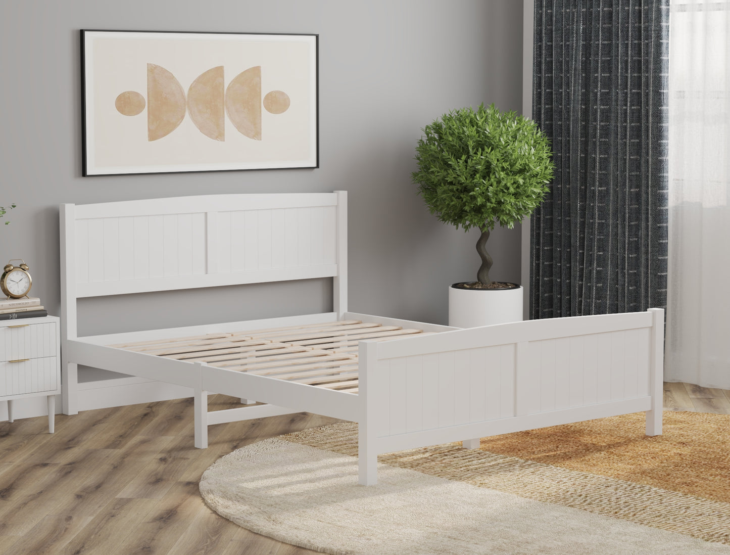 Monty Wooden White Bed Frame