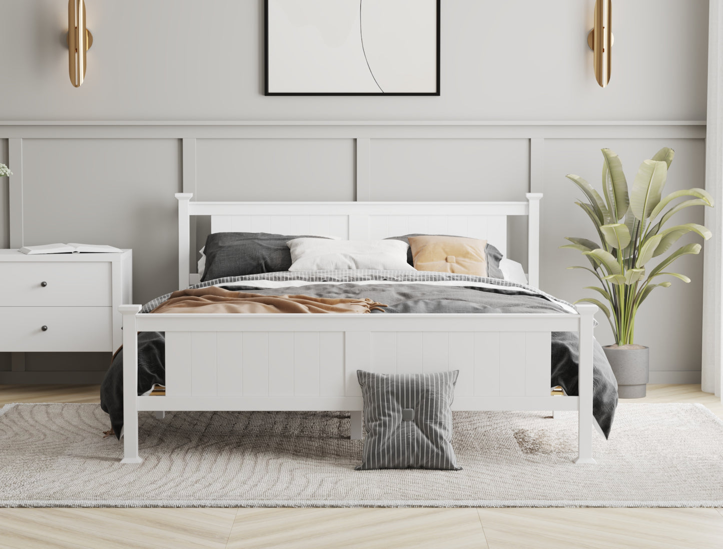 Serena Wooden White Bed Frame