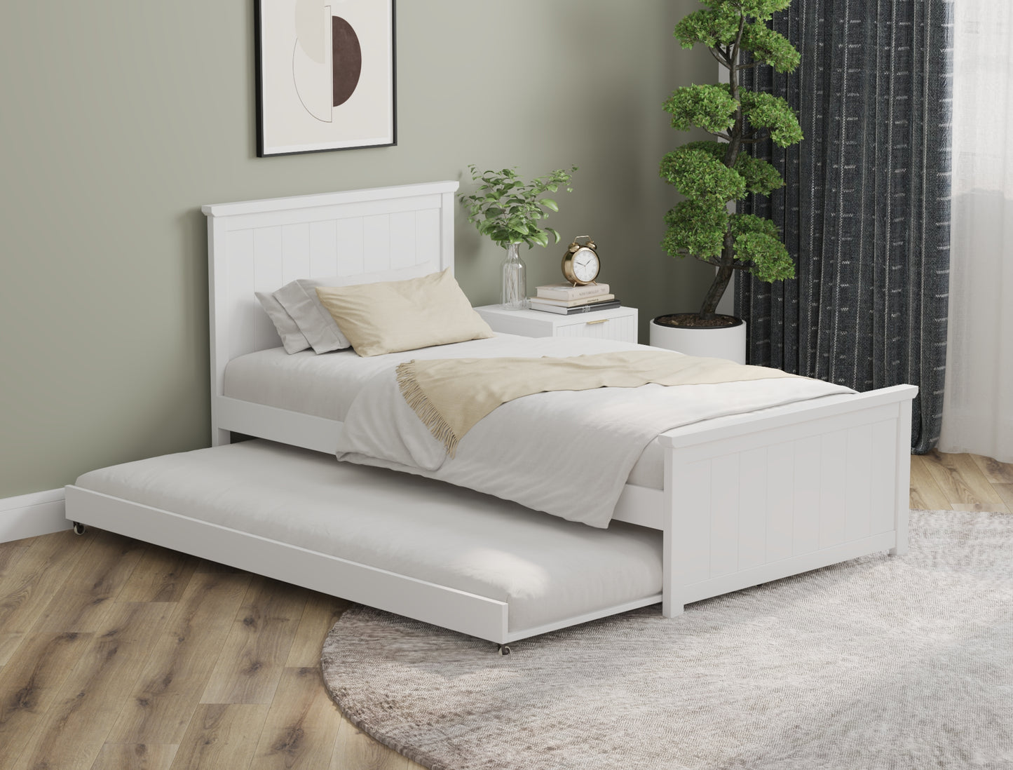 Teo White Wooden Trundle