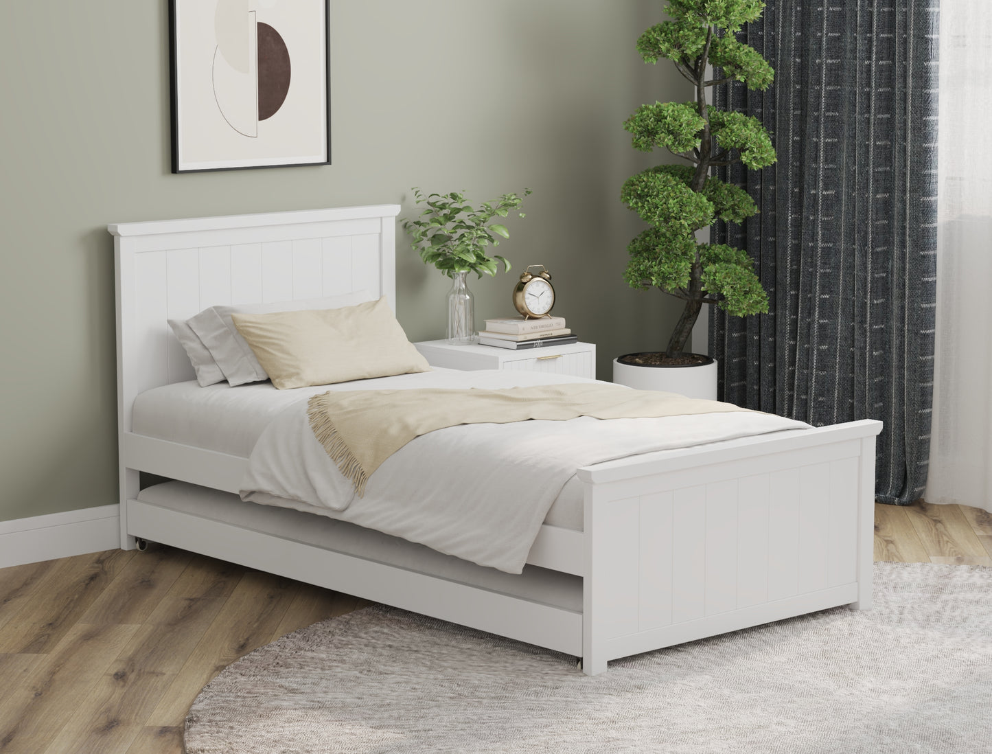 Teo White Wooden Trundle