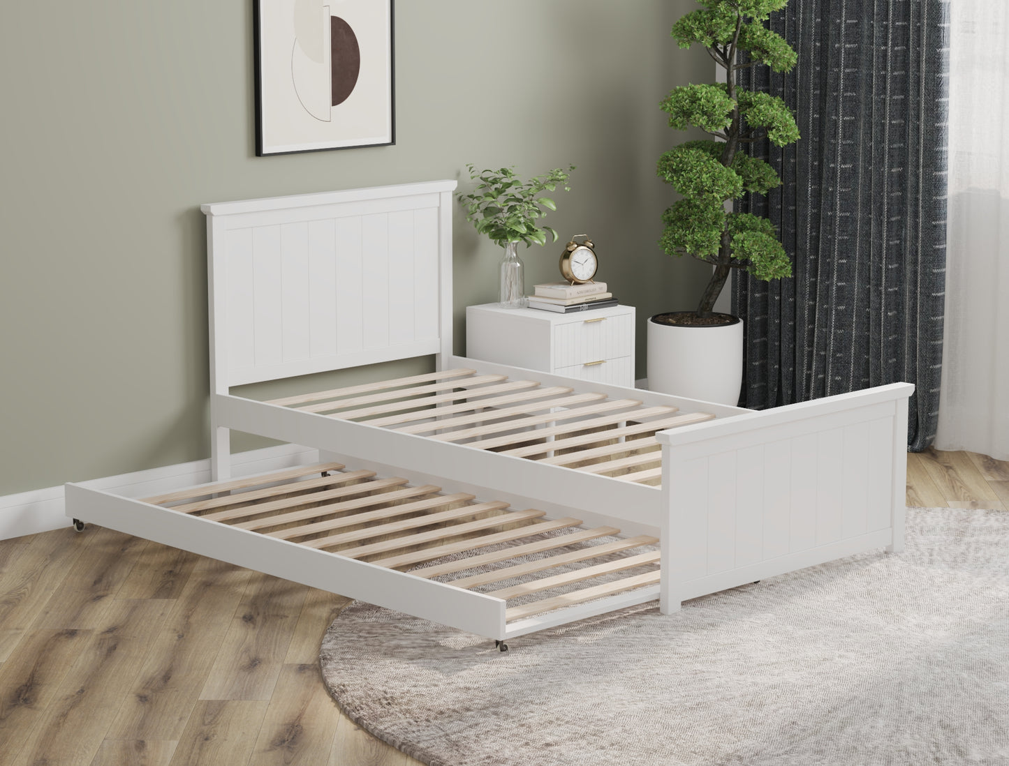 Teo White Wooden Trundle