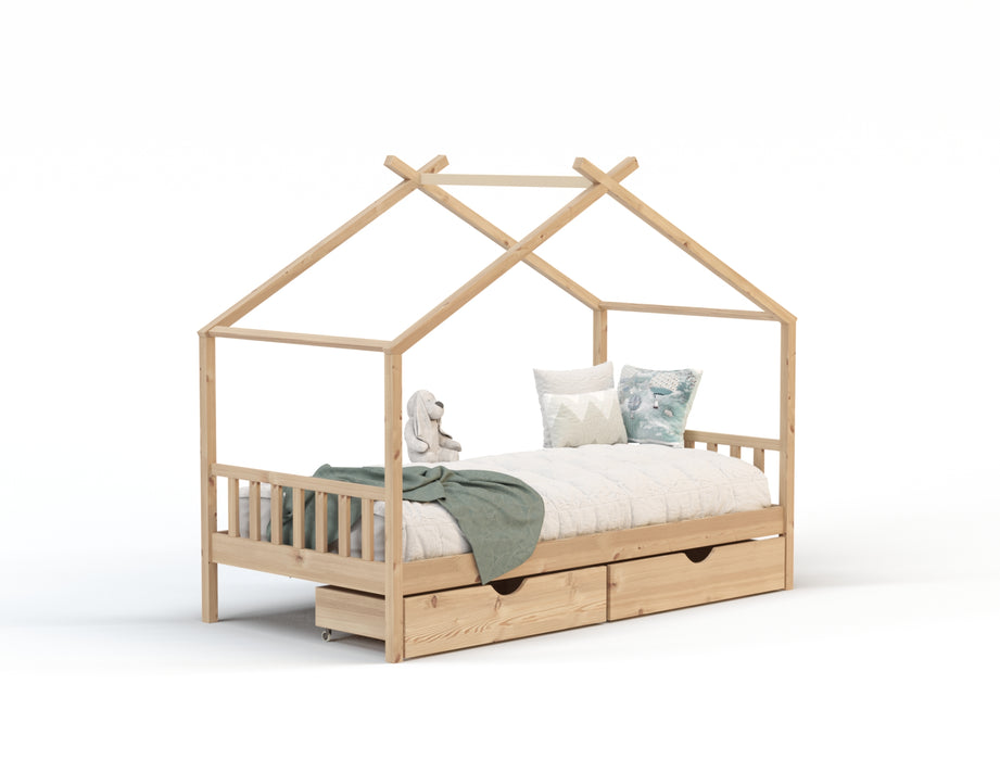 Parker Natural Pine + 2 Drawers Kid House Bed