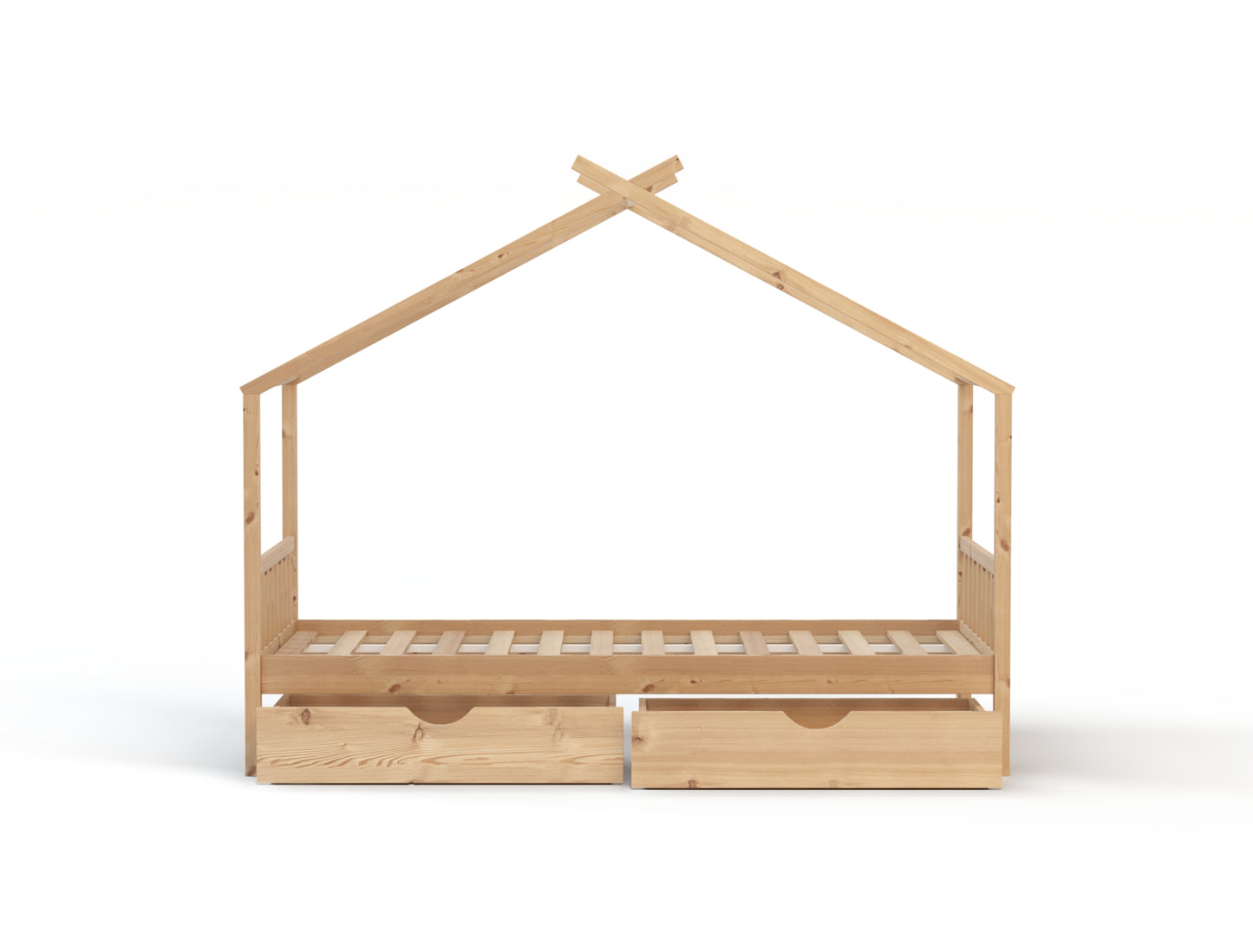 Parker Natural Pine + 2 Drawers Kid House Bed