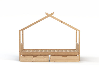 Parker Natural Pine + 2 Drawers Kid House Bed