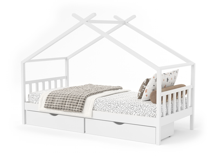 Parker White Pine + 2 Drawers Kid House Bed