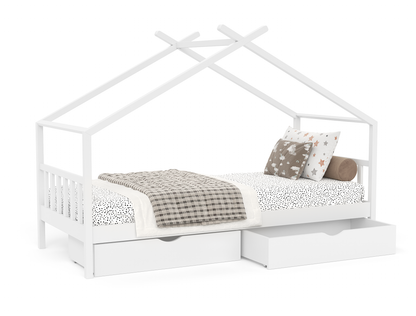 Parker White Pine + 2 Drawers Kid House Bed