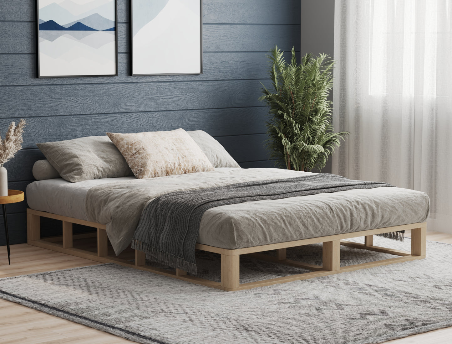 Kingston Natural Wooden Platform Bed Frame