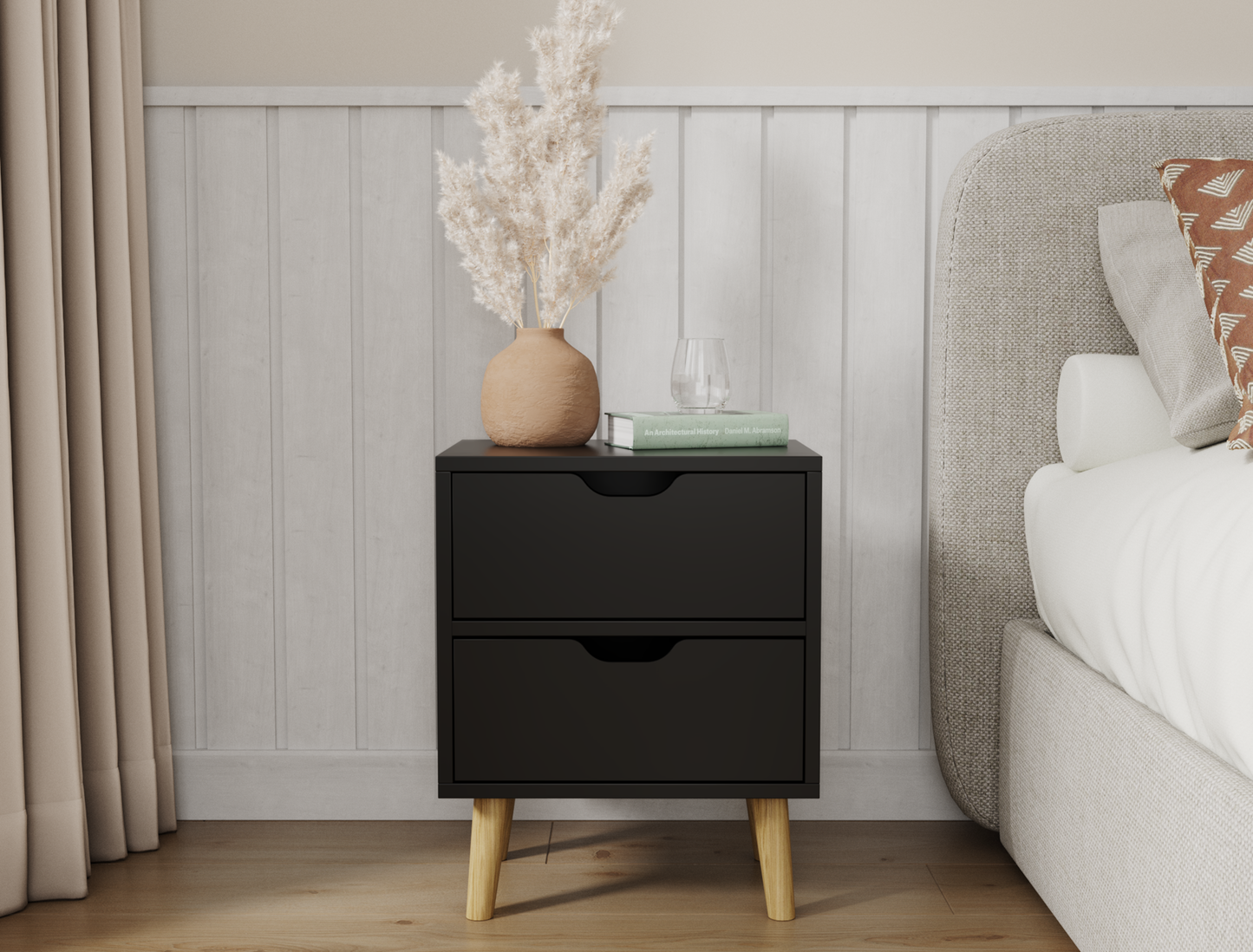 Luca Black Bedside Table