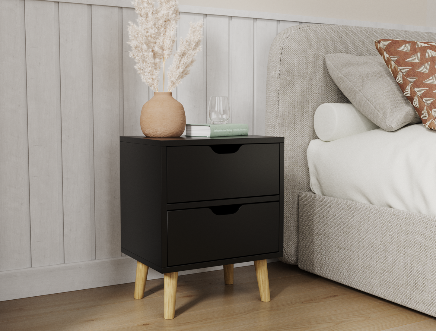 Luca Black Bedside Table