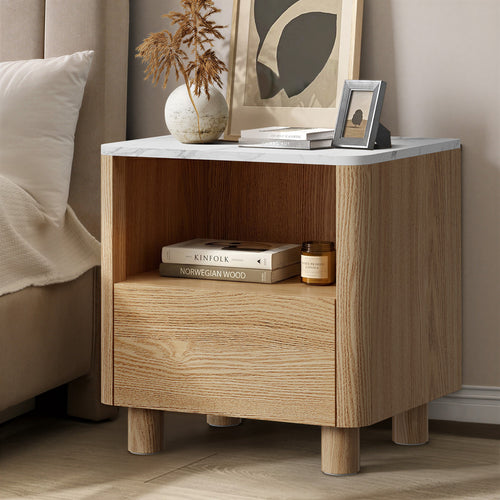 Brio Natural and White Bedside Table