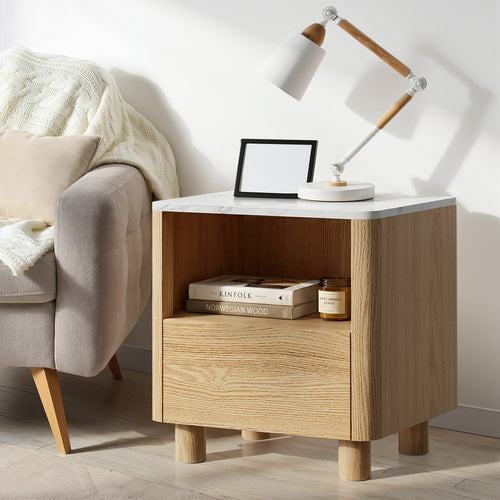 Brio Natural and White Bedside Table