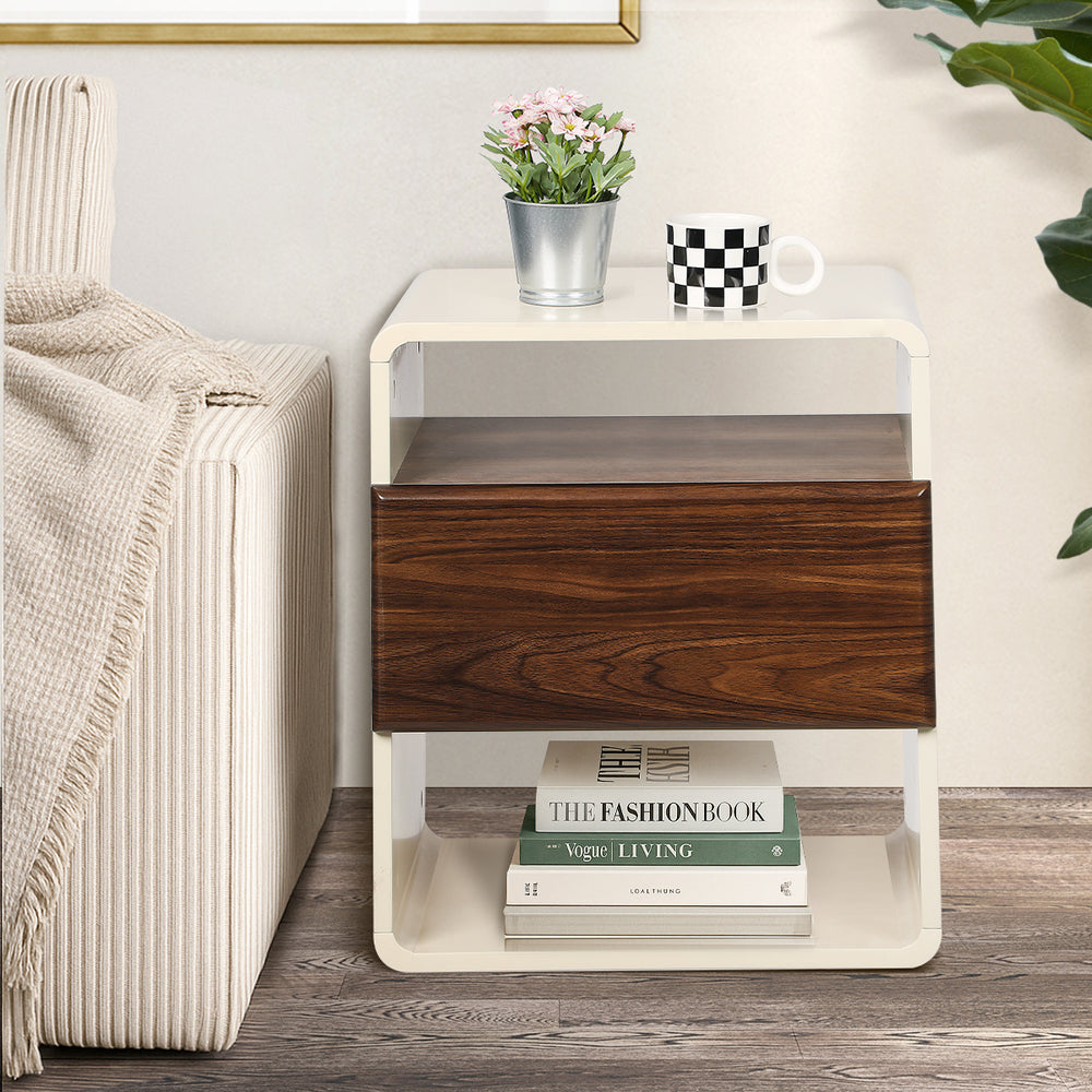 Tenley White Walnut Bedside Table