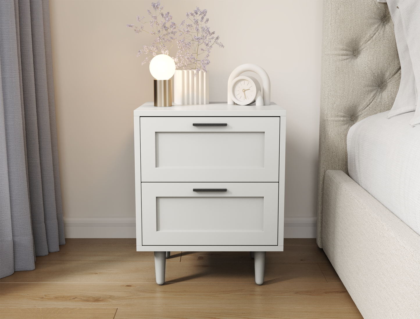 Kenzo II White Bedside Table