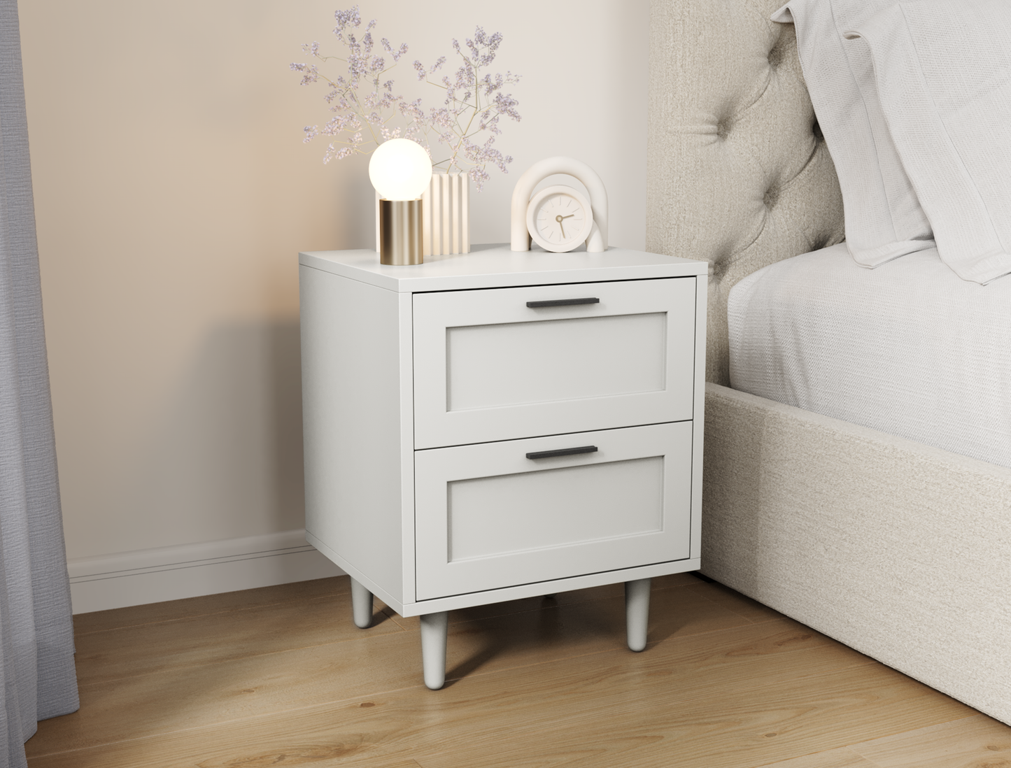 Kenzo II White Bedside Table