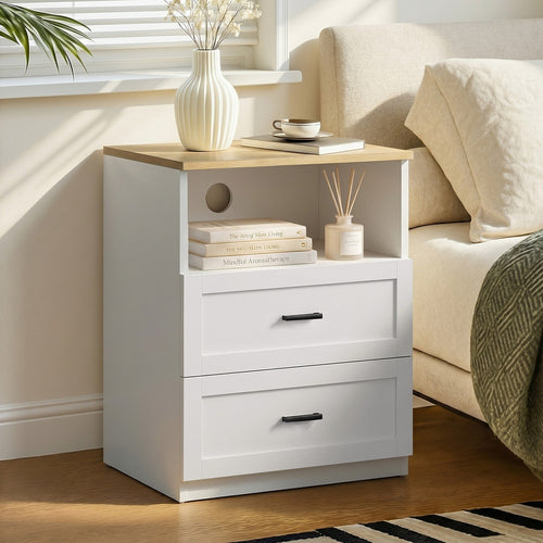 Retro II White Bedside Table