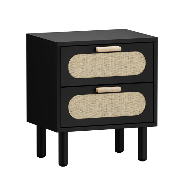 Chelsea Black Rattan Bedside Table