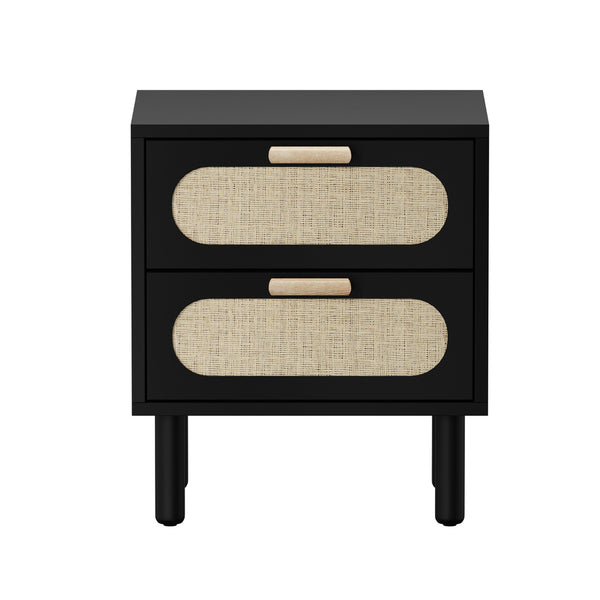 Chelsea Black Rattan Bedside Table