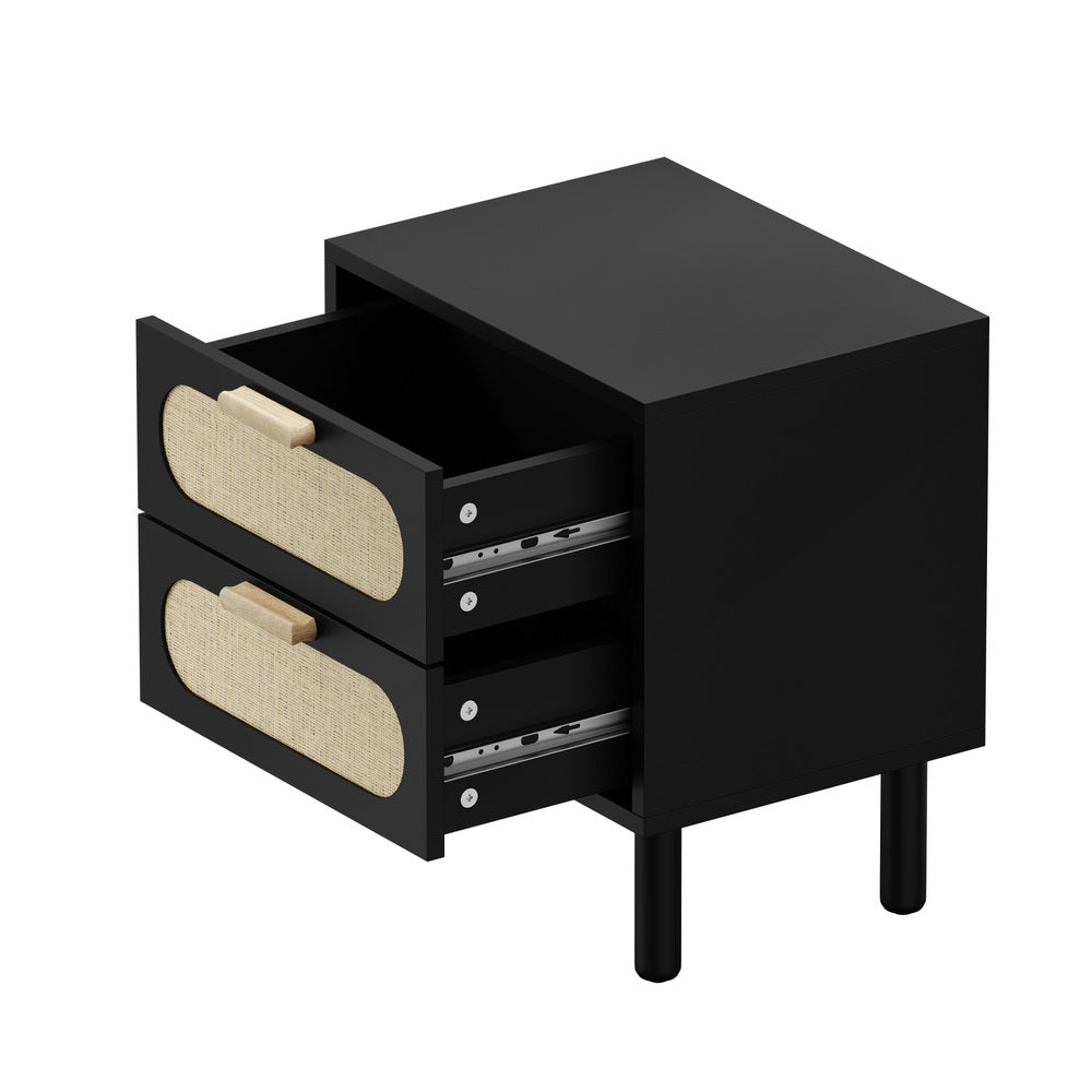 Chelsea Black Rattan Bedside Table