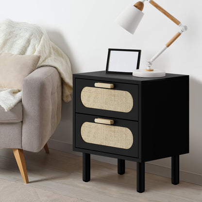 Chelsea Black Rattan Bedside Table